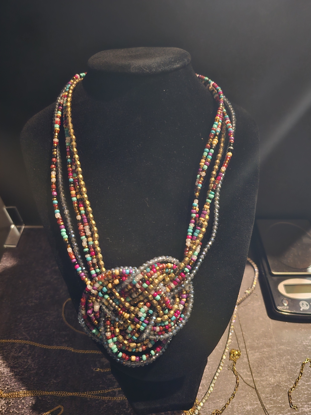 Artisan Multicolor Beaded Knot Statement Necklace